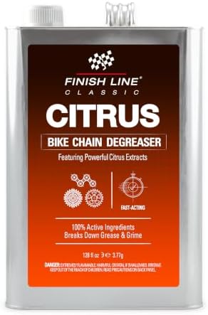 Finish Line Citrus Bike Degreaser – Biodegradable, Non-Toxic Formula with Orange Peel Extracts, Penetrates Deep and Dilutes for Versatile Cleaning, 1 Gallon