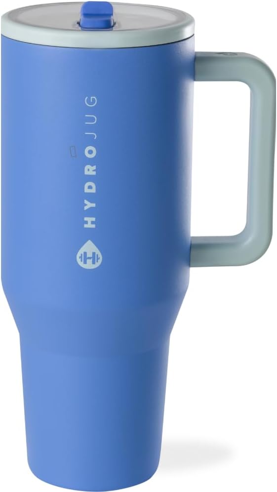 HydroJug Traveler 40oz, Insulated Tumbler with Handle & Straw, Brown Leopard
