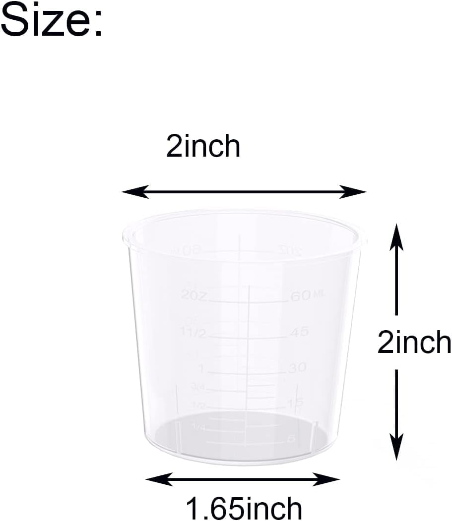 200 Pack 2 Ounce Plastic Graduated Cups