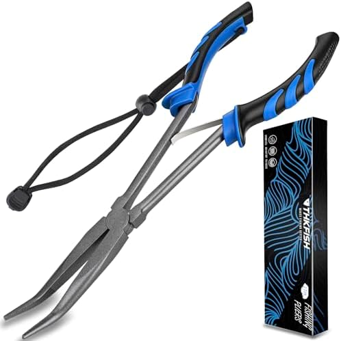 THKFISH 11" Long Nose Fishing Pliers-Saltwater Freshwater Hook Remover for Bass, Snook, Trout- Stainless Steel Corrosion-Resistant PTFE Coated Needle Nose Pliers