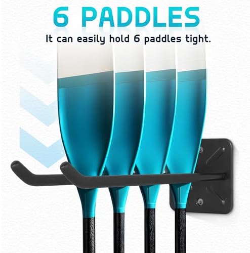 Antidious Kayak Paddles Storage Rack, Garage Metal Oars holder for up to 6 paddles Storage with Non-scratch Grip