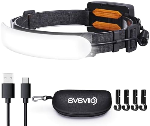 svsviio Rechargeable Headlamp PRO,5000mAh 1500 Lumen Super Bright 230°Beam LED Head Lamp,Headlights for Forehead,3 Modes,IPX6 Headlamps for Adults Camping/Hiking/Hard Hat/Mechanic