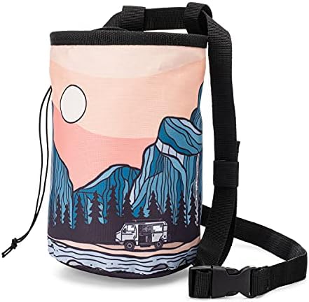 Oso Supply Co - Waxed Canvas Climbing Chalk Bag for Adults and Kids, Drawstring Closure, Adjustable Waist Belt, Indoor/Outdoor Training, Rock Climbing, Bouldering, Weightlifting