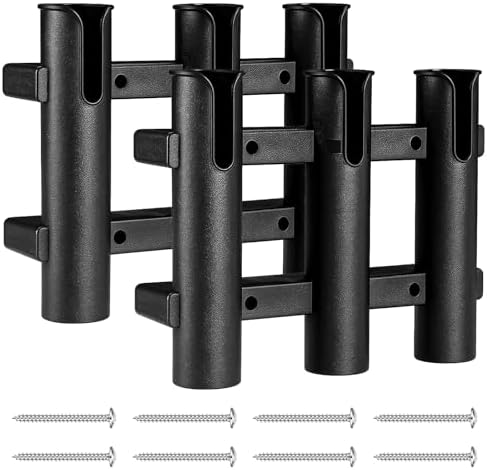 2Pcs Fishing Rod Holders Boat Rod Holders with Screws 3 Rod Rack Wall Mounted Boat Side Mount Tool Holder Portable Fishing Pole Holders for Boat Kayak Garage Cooler Trailer Fishing Boat