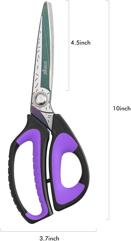 LIVINGO 10" Heavy Duty Multipurpose Shears for Shop & Garden (Black/Purple)