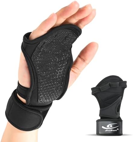 HiRui Ventilated Workout Gloves for Men Women, Built-in Wrist Wraps and Non-Slip Palm Silicone to Avoid Calluses, Exercise Gym Gloves for Training Powerlifting Weightlifting