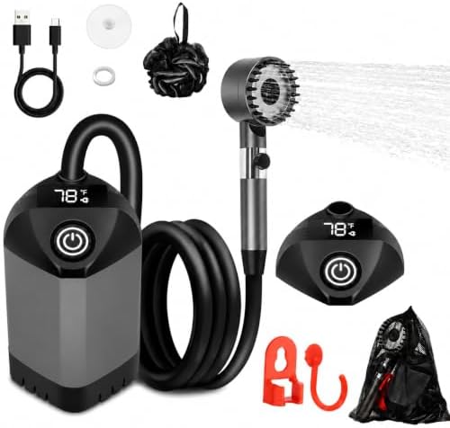 Portable Shower for Camping, 7800mAh Rechargeable Camping Shower
