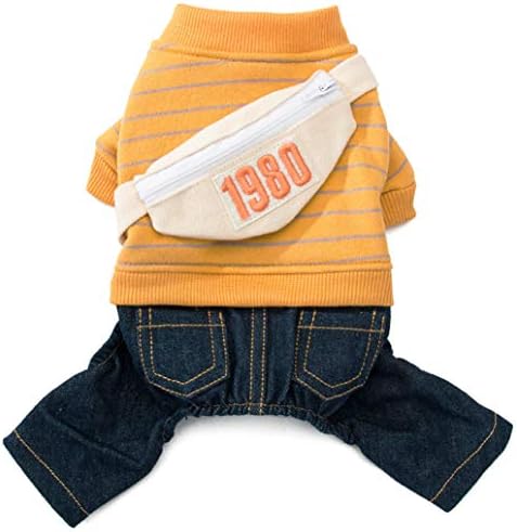 Dog Denim Clothes Pet Adorable Sweatshirt & Jeans Outfits for Medium Small Dogs Puppy Jumpsuit Cat Pants