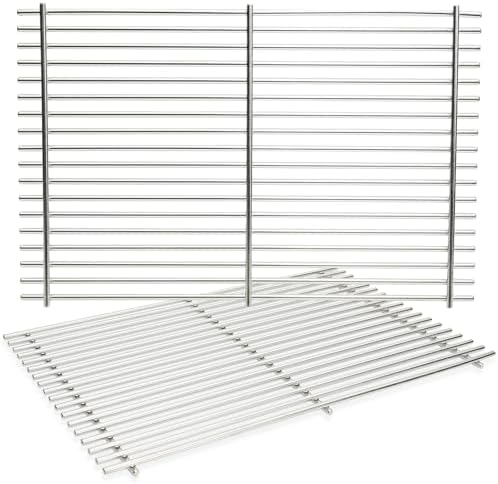 J&HYBBQ 19.5" Grill Grates for Weber Genesis 300 Series 2007-2016, E/EP/S-310 320 330 Grills, 7mm 304 Stainless Steel Replacement Parts for Weber 6512001 6519099, 2 Pack