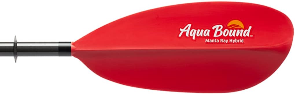 AQUA BOUND Manta Ray Hybrid 2-Piece Posi-Lok™ Kayak Paddle - Carbon Shaft, Fiberglass-Reinforced Nylon Blades with Dihedral Design, Adjustable Offset, High-Angle Performance