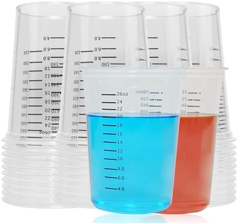 42pcs Resin Mixing Cups, Disposable Measuring Cups, 32oz Graduated Clear Plastic Measuring Cups for Epoxy Resin, Mixing Paint, Pigments