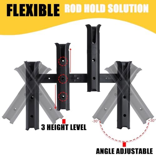 VEXPLO Wall-Mounted 4 Rod Holder for Boat Golf Cart Garage Truck Bed
