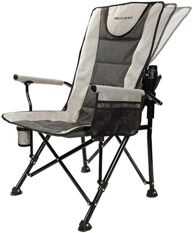 REALEAD Camping Chairs for Adults with Adjustable Backrest & Lumbar Support