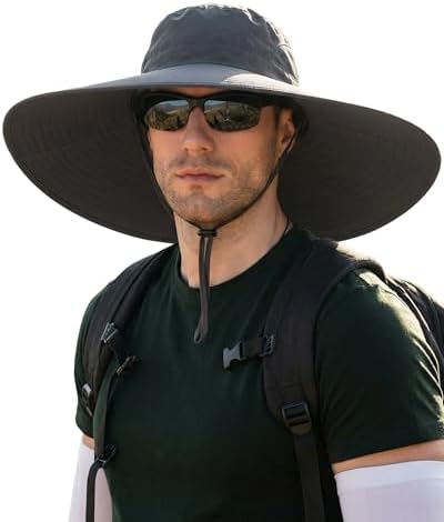 Mens Sun Hat Super Wide Brim Waterproof Breathable Bucket Hats for Men