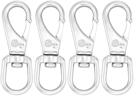 SHONAN 3.5 Inch Stainless Steel Flag Clips for Flagpole Rope- 4 Pack Diving Clips Flag Pole Clips, Swivel Snap Hooks for Dog leashes, Keychains, Boat Ropes, Bird Feeders