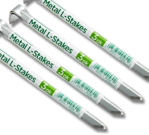 Greenscapes Metal L Stakes, 12-Pack (4 Bundles of 3) Heavy-Duty Garden Anchoring Stakes for Landscaping, Tents & Outdoor Projects