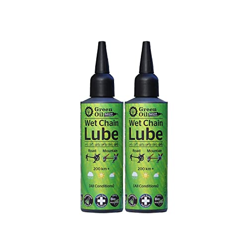 GREEN OIL Cycle Chain Lube, 100 ml, Suited for All Bikes, Wet & Dry Conditions, Biodegradable, Natural, Eco Friendly, Skin Safe, Free of PTFE PFOA Palm Oil Petroleum, Award-Winning Lube, Made in UK