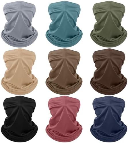 Geyoga Neck Gaiter Cooling Face Bandana Mask for Men, Earth Tones, 9 Pcs