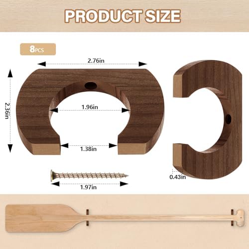 DaisyInner Wooden Kayak Paddle Holder Rack Wall Mount Canoe Oar Hanger Paddle Storage and Display Rack for SUP Dragon Boat Paddles Garage Boat House Home Decor