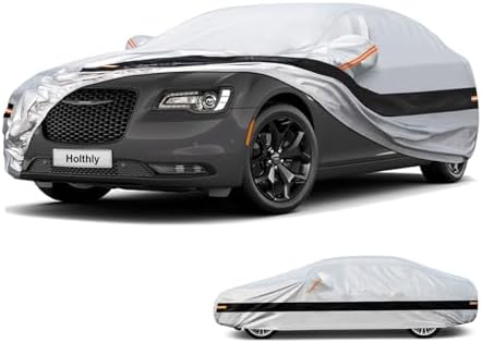10 Layer Sedan Car Cover Waterproof All Weather for Automobiles,100% Waterproof Outdoor Car Covers Rain UV Dust Protection. Custom Fit for Chrysler 300, Audi A8, BMW 7 Series, etc