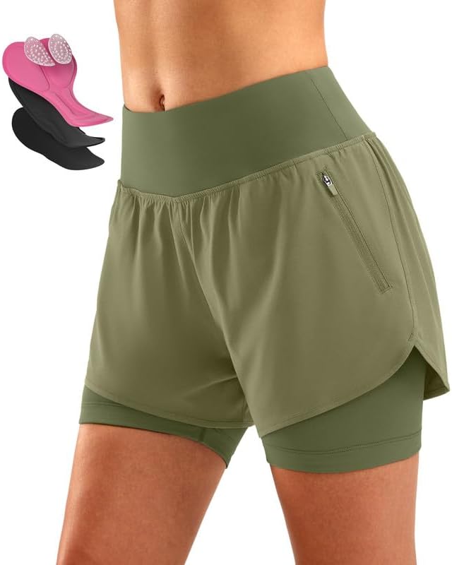 Bikewa Women's Mountain Bike Shorts 4D Padded Cycling Riding Biking Bicycle Biker Cycle Shorts for Women Zipper Pockets