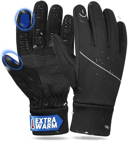 MOREOK Winter Gloves Ski Snow Bike Cycling Gloves Fleece Lining Anti-Slip