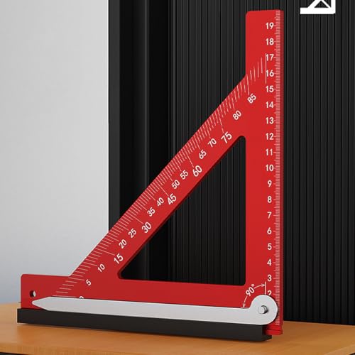 Carpenter Square, 20cm Woodworking Tools Adjustable Rafter Square Carpenter Tools, Aluminum Alloy 90 Degree Combination Angle Carpentry Triangle Ruler