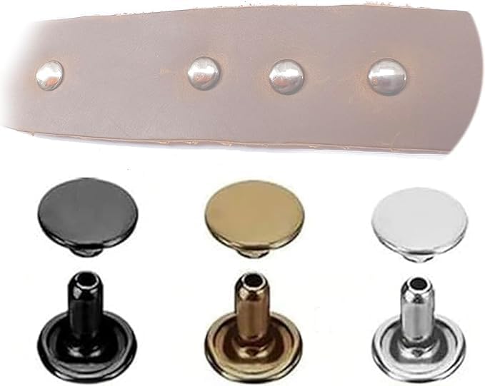 Rivets for Leather, 8mm Leather Rivet Kit, 3 Color Leather Rivets and Snaps for Leather Crafts, Clothes, Shoes, Leather Boots, Bags, Decoration