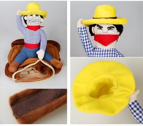 NACOCO Cowboy Rider Dog Costume for Dogs Clothes Knight Style with Doll and Hat for Halloween Day Pet Costume (S)