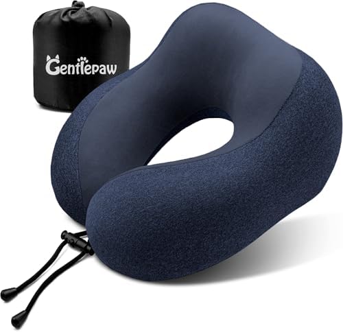 Travel Pillow - Memory Foam Cervical Neck Pillow for Adults, Kids, Children, Convenient & Portable U Shaped Pillows, Airplane Pillow for Home, Office, Camping, Travelling, Sleeping (Blue)