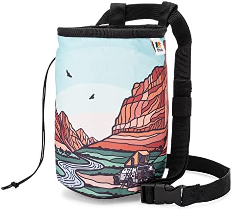 Oso Supply Co - Waxed Canvas Climbing Chalk Bag for Adults and Kids, Drawstring Closure, Adjustable Waist Belt, Indoor/Outdoor Training, Rock Climbing, Bouldering, Weightlifting
