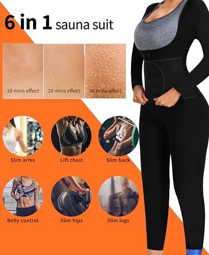 Women Sauna Jumpsuit Sweat Suit Full Body Heat Trapping Workout