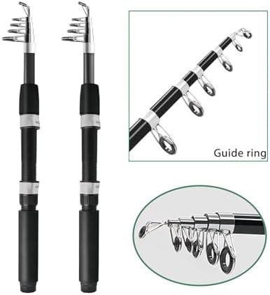Fishing Pole Combo, 6.9ft 2Pcs Telescopic Rods Set, Collapsible Carbon Fiber Fishing Rods, 2PCS Spinning Reel Set with Carrier Bag Freshwater Fishing Rod and Reel Combos Kits