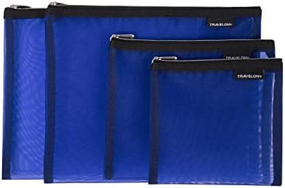 Travelon Set of 4 Mesh Pouches, Blue, 9.5 x 12.75 x 0.5