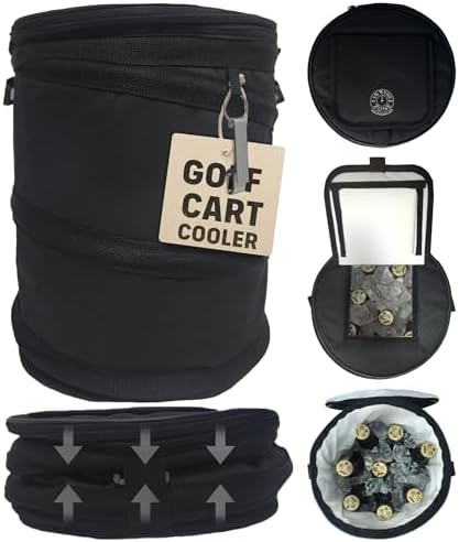 INTHEZONE Insulated Golf Cart Cooler, Collapsible Spring-Frame Bag, Black