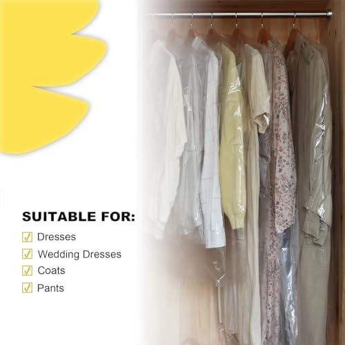 30 Pack 59 Inch Clear Plastic Dry Cleaning Bags