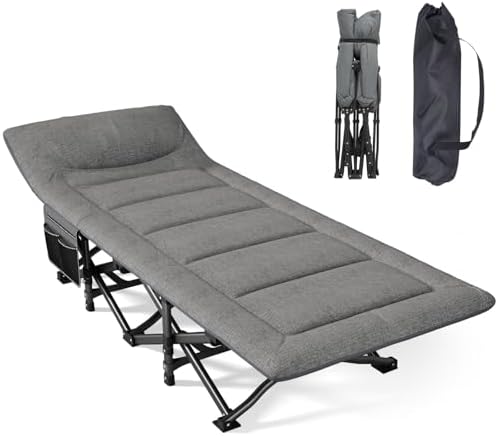 Mopaicot Camping Cot, Folding Cot Bed for Adults with Mattress and Pillow
