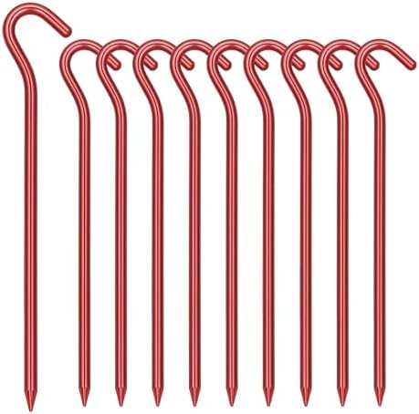 20 Pack Aluminum Tent Stakes - 7 Inch Lightweight Metal Ground Stakes Tent Pegs - Camping Hook Stakes for Tent, Rain Tarps, Canopies, Gardening, Inflatables and Outdoor Decorations