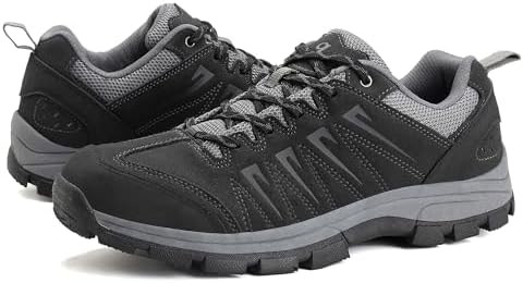 OL OUTJET LEGEND Men's Waterproof Hiking Shoes Leather Comfortable Lightweight Anti-Slip Outdoor Walking Work Sneakers