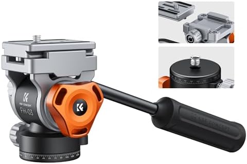 K&F CONCEPT Fluid Head, Silky-Smooth, Stable Tripod Fluid Head for pan and tilt,Arca Swiss-Compatible Fluid Head Mount, max Load 11 lbs/5kg FH-03