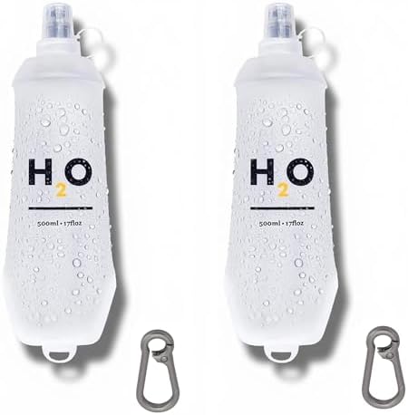 HECHZSO 2 Pack 500ml Soft Flask Running Water Bottles for Running Vests