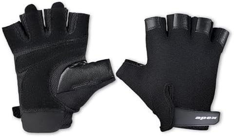 MARCY Apex Leather Padded Workout Gloves with Pull Tabs for Men & Women – Durable, Breathable & Adjustable for Weightlifting, Cycling, Gym & Training – Enhanced Grip & Palm Protection