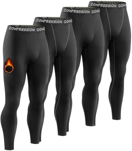Dalavch 4 Pack Men's Thermal Compression Pants Fleece Lined Leggings