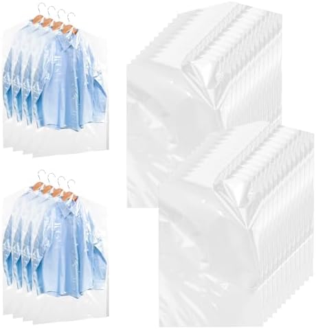 120 Pack Dry Cleaning Bag 60x90cm Plastic Clear Garment Bags for Hanging Clothes, Dry Cleaner Bags Clothing Covers Dust-Proof Clothing Protector Covers for Suits Coats Clothes Hanging and Storage