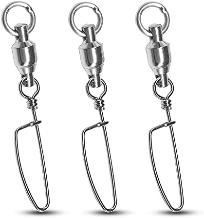 Atibin Heavy Strength Fishing Swivel Snaps Bearing Freshwater Swivels Fishing Stainless Steel Connector Fishing Snap Saltwater White Nickel