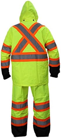 RW-CLA3-TLM55 AND OR77 Class 3 Rain suit, Jacket, Pants High Visibility Reflective Black Bottom