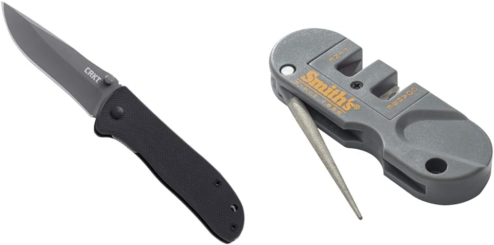 CRKT Drifter EDC Folding Pocket Knife: Everyday Carry, Gray Ti Nitride Blade, Thumb Stud Opening, Stainless Steel Handle, Pocket Clip 6450S