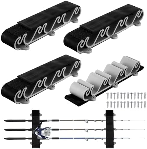 Blueweenly 4 Pcs Vertical Mount Fishing Rod Holders for Boat Vertical Fishing Rod Rack for Storage Pole Strap for Boat Deck