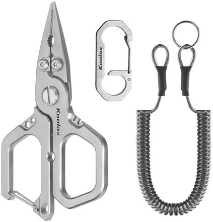 Titanium Fishing Pliers, 4.4" Saltwater Resistant Fishing Scissors, Tungsten Cutters, Multi-function Tool with Lanyard, Split Ring Hook Remover, Gifts for Men