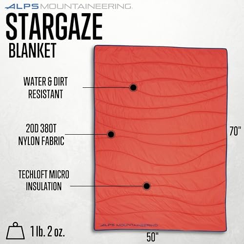 ALPS Mountaineering Stargaze Blanket – Lightweight Insulated Camping Blanket with TechLoft Silver Fill, Water-Resistant Nylon Shell & Compact Stuff Sack for Travel & Outdoor Use